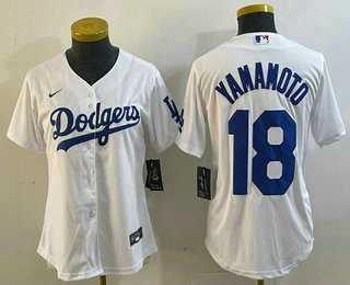 Womens Los Angeles Dodgers #18 Yoshinobu Yamamoto White Stitched Cool Base Nike Jersey